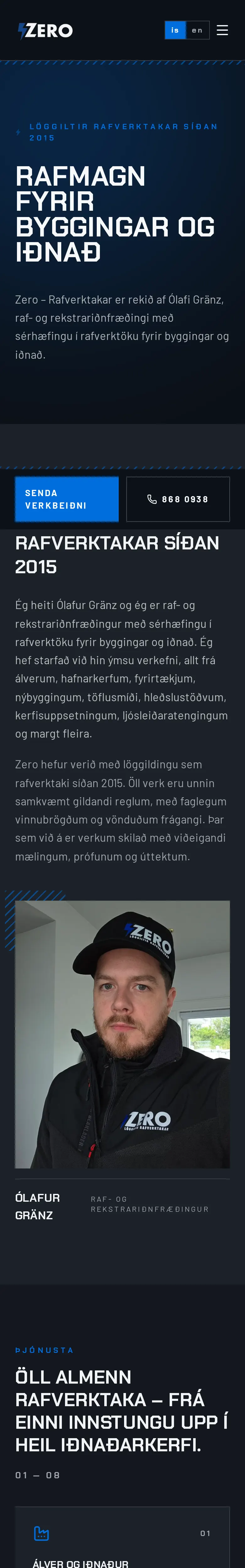 Vefsíða Zero Rafverktakar